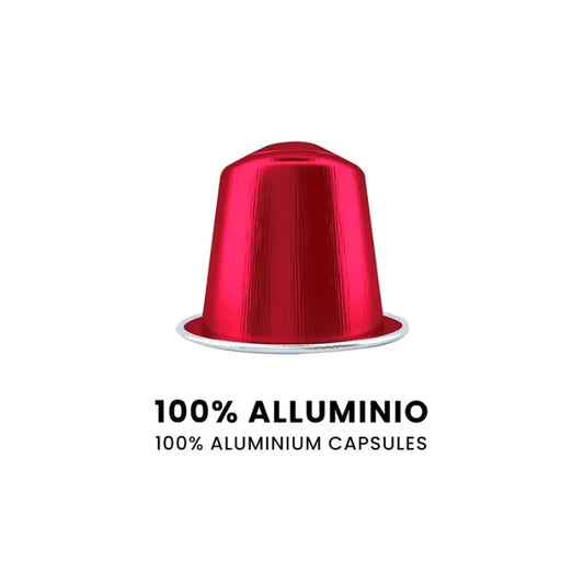 Cápsula roja de café espresso de aluminio para Nespresso, forma cónica.