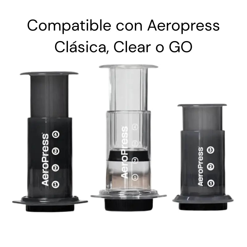 Junta de goma negra para pistón Aeropress, vista instalada en el cuerpo