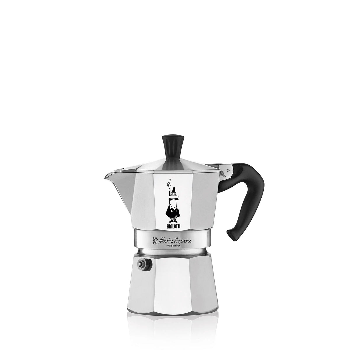 Cafetera moka Bialetti de aluminio con asa negra