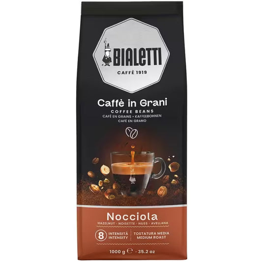 Bolsa de café en grano Bialetti Nocciola 1 kg, tostado medio y notas de avellana.