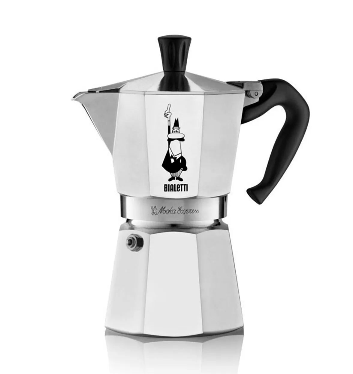 Cafetera moka Bialetti de aluminio con asa negra