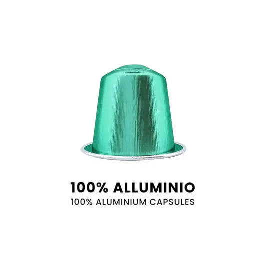 Cápsula de café descafeinado Bialetti, aluminio verde para Nespresso.