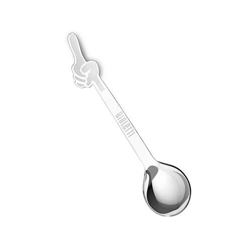 Cuchara de café Bialetti de acero inoxidable, acabado plateado con asa larga