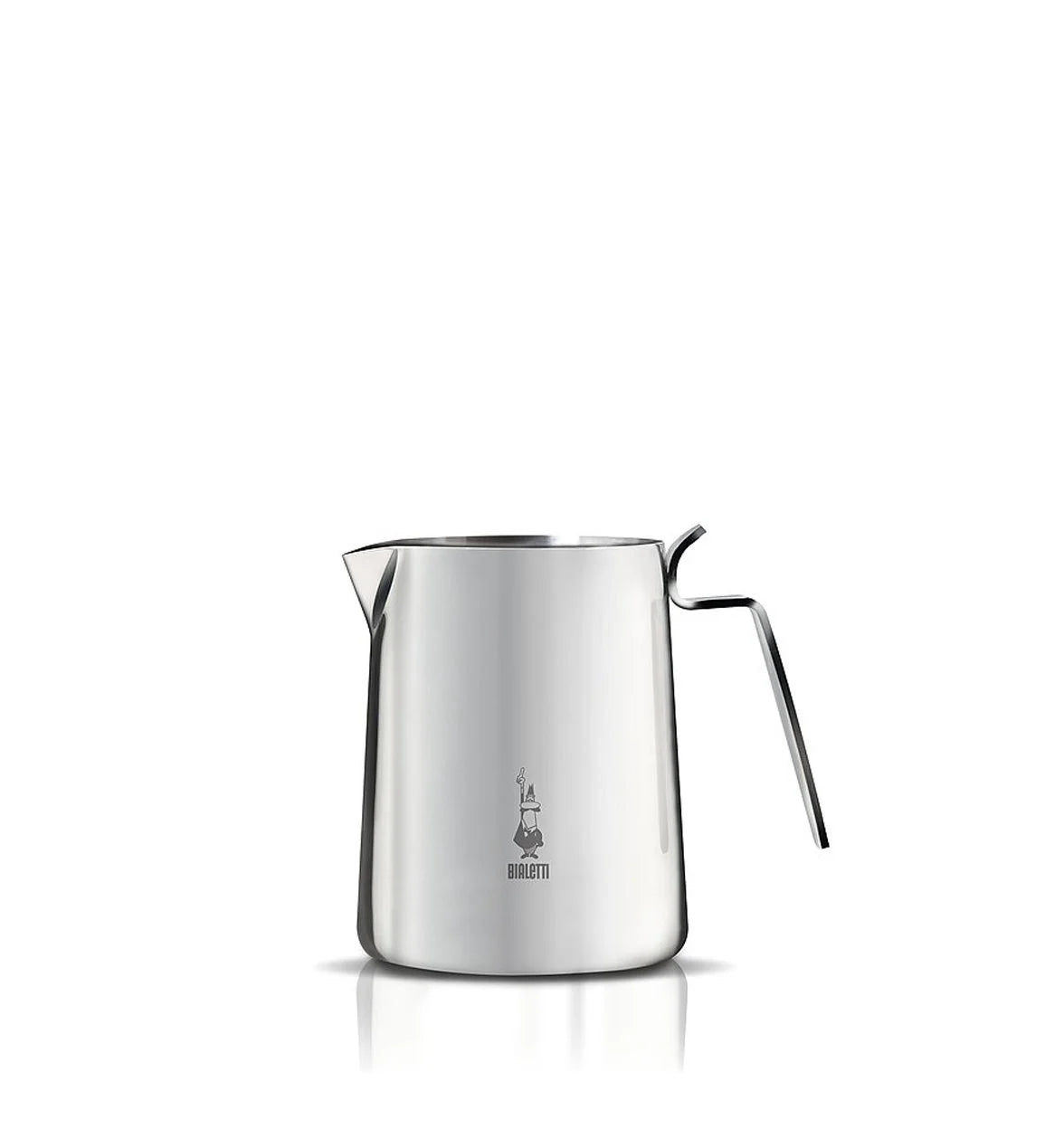 Jarra espumadora de leche Bialetti de acero inoxidable con asa y vertedor.