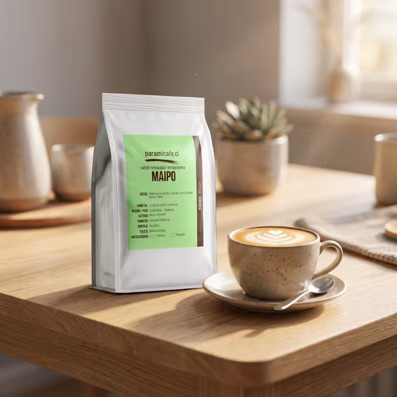 Bolsa de café molido Arábica 250 g con etiqueta verde