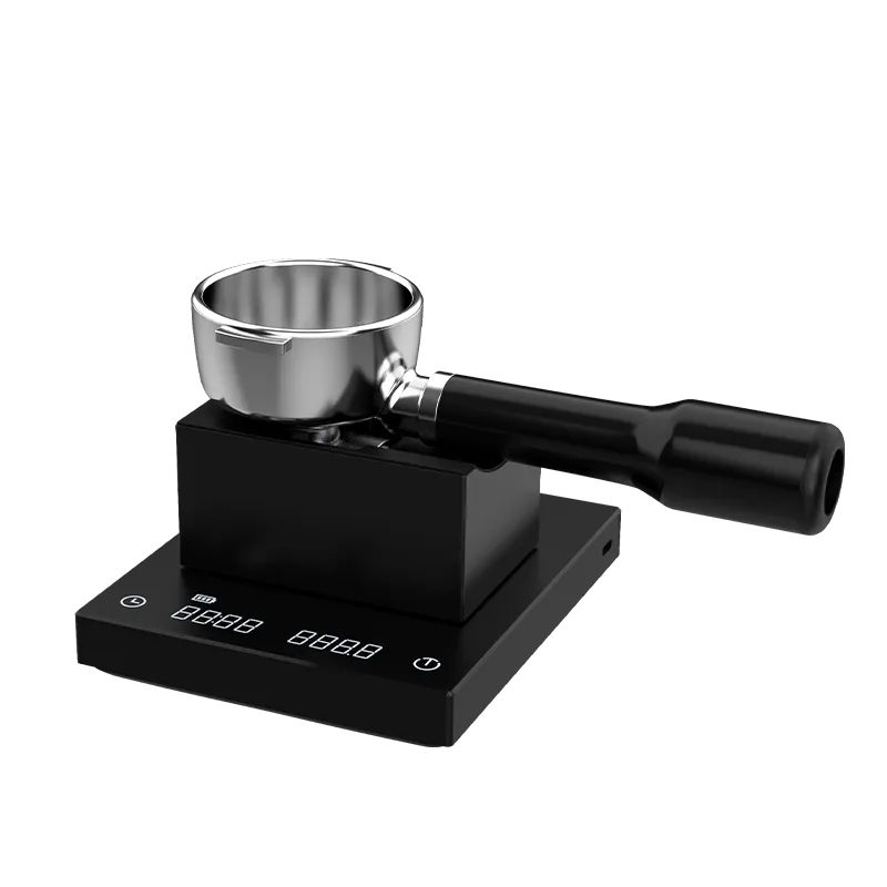 Soporte portafiltro Timemore negro con portafiltro cromado y mango negro