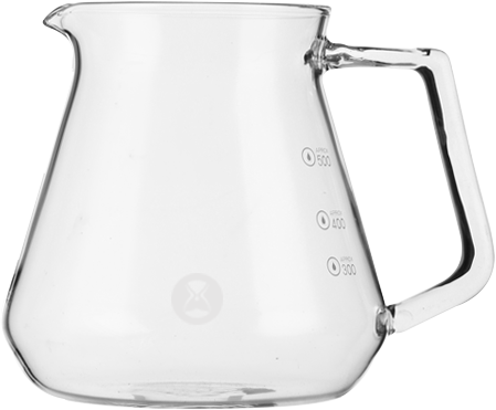 Jarra de café transparente Timemore de vidrio, con asa y escala de medición