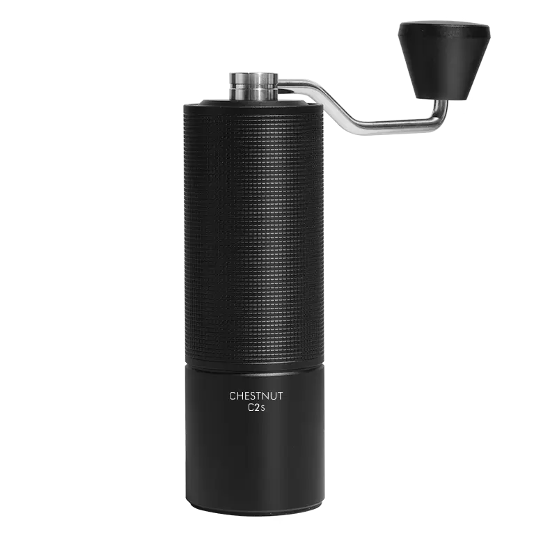Molino de café Timemore Chestnut C2S negro, con tolva superior y manivela