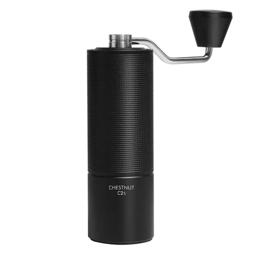 Molino de café Timemore Chestnut C2S negro, con tolva superior y manivela