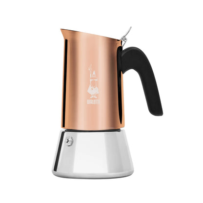 Cafetera italiana Bialetti Venus de acero cobre, mango negro y tapa superior de metal