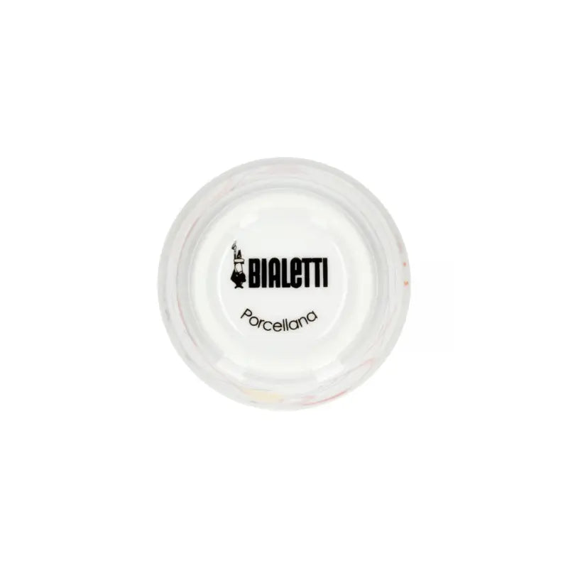 Vaso de espresso Bialetti: base con logotipo Bialetti Porcellana sobre cerámica blanca