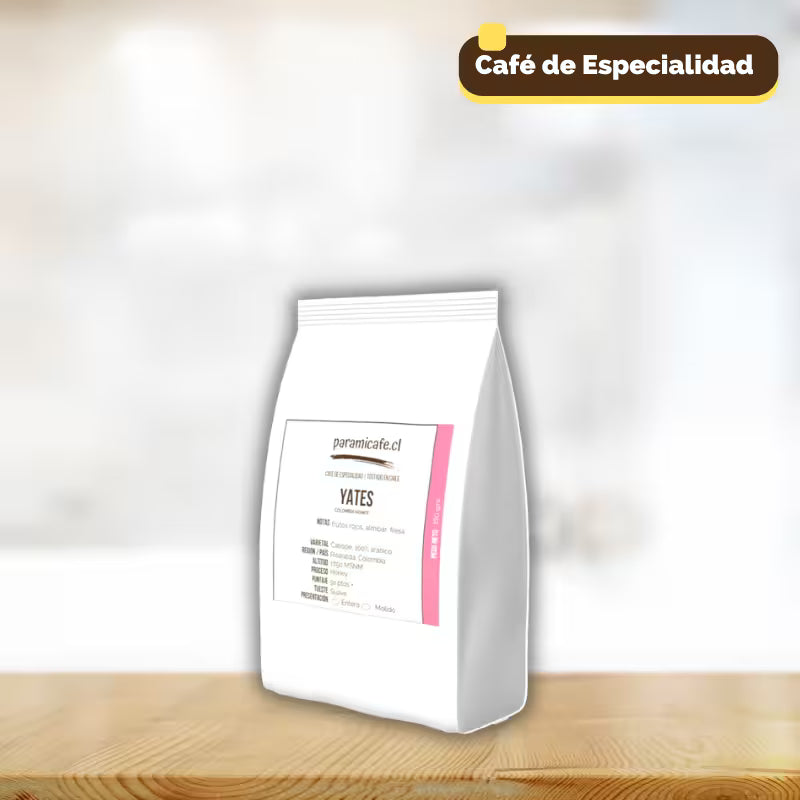 Bolsa blanca de café en grano Yates piramicafe.com, Colombia Honey