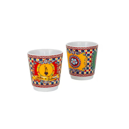 Vasos del Set Bialetti x Dolce & Gabbana Carreto con diseño Carreto siciliano