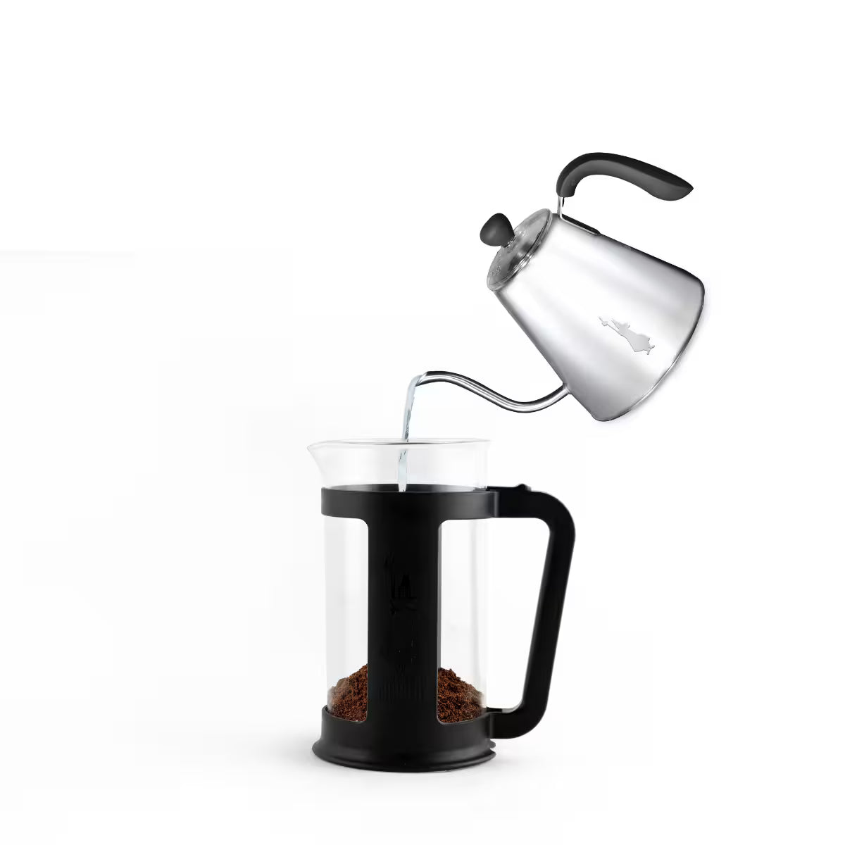 Prensa francesa Bialetti Smart negra con jarra de vidrio y émbolo, vertedor metálico
