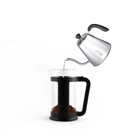 Prensa francesa Bialetti Smart negra con jarra de vidrio y émbolo, vertedor metálico