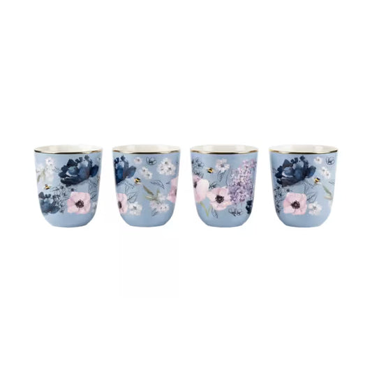 Set 4 Tazitas de Espresso 80ml Colección Bridgerton Bialetti con detalles dorados