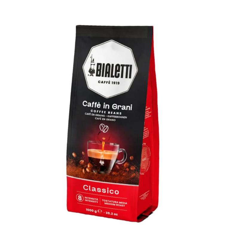 Bolsa de café Bialetti “Classico”, envase negro con franja roja, 1000 g