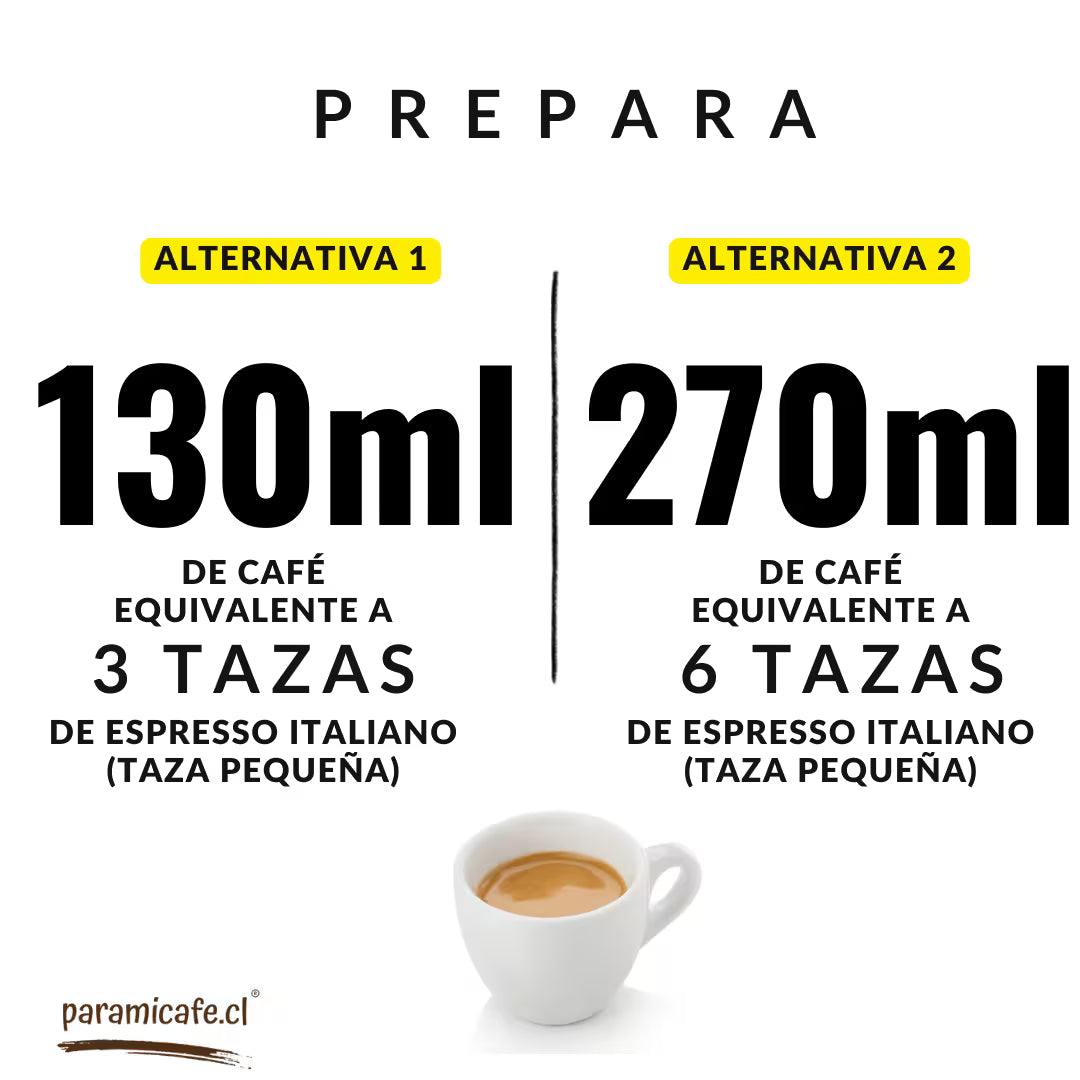 Taza de café con crema, presentación de capacidad para moka italiana