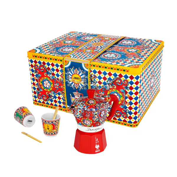 Set Bialetti x Dolce & Gabbana Carreto: cafetera Moka 2 tazas con diseño siciliano colorido
