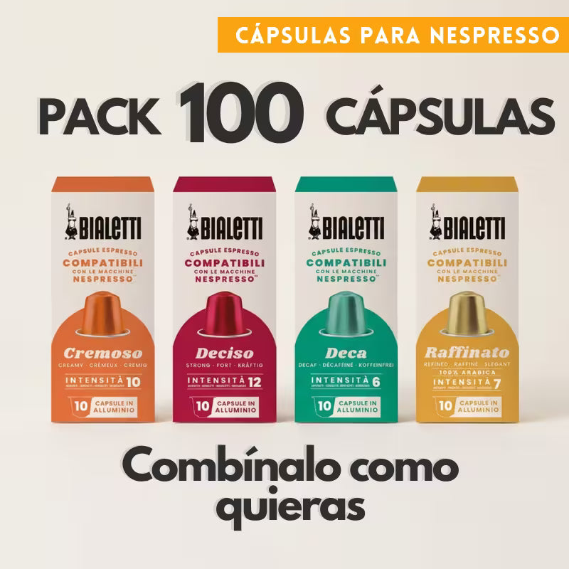 Pack 100 Cápsulas para Nespresso Bialetti