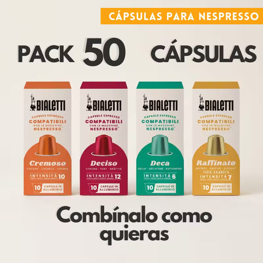Pack 50 Cápsulas para Nespresso Bialetti