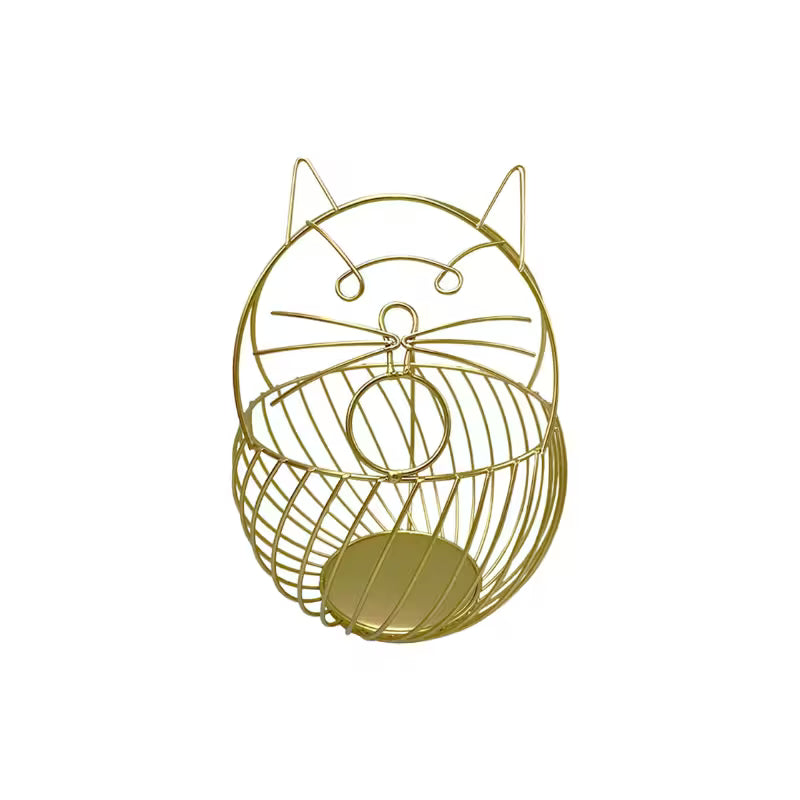 Organizador de cápsulas de café con forma de gato, color dorado, rejilla circular