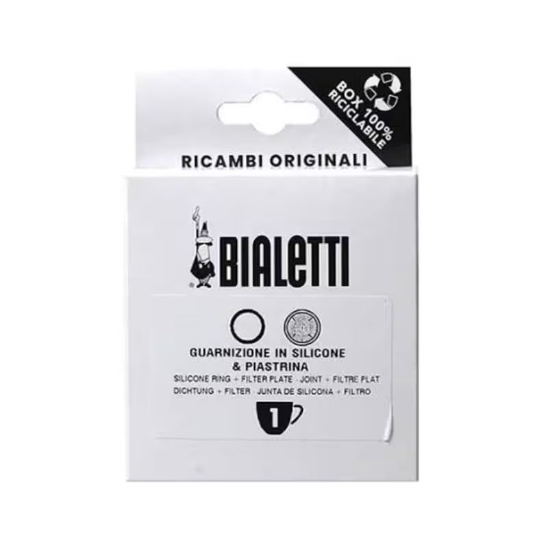 Repuesto Bialetti con junta de silicona y placa filtro para moka Aluminio