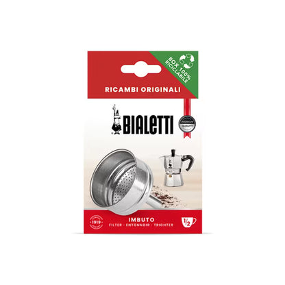 Repuesto embudo filtro Bialetti Moka de aluminio, 1/2 taza, caja original.