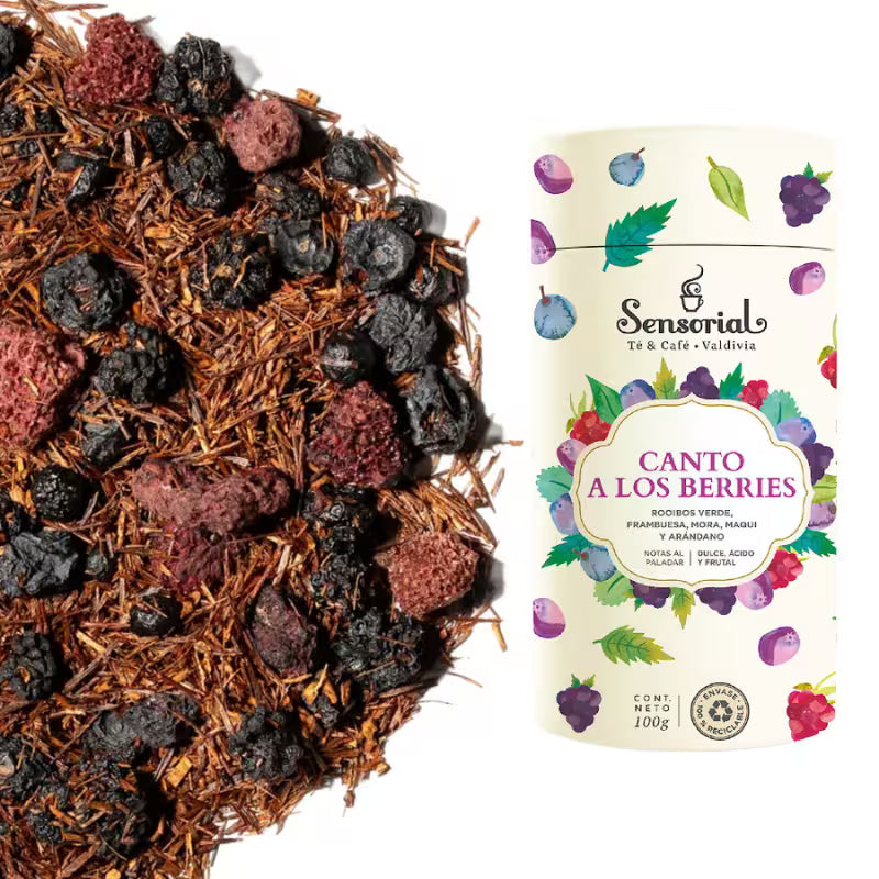 Tarro de infusión Sensorial Canto a los Berries 100 g con hojas y trozos sueltos