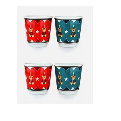 Set de 4 vasos Bialetti con motivo navideños y estrellas en rojo y verde
