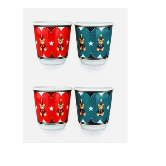 Set de 4 vasos Bialetti con motivo navideños y estrellas en rojo y verde