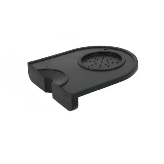 Base para apisonar negra con bandeja y disco perforado para portafiltro