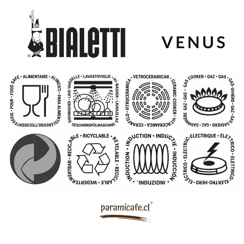 Ícono de Cafetera italiana Bialetti Venus de acero con acabado cobre, apta para inducción